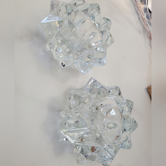 2  Star Burst Glass Votive Tealight Candle Holders - Picture 12 of 12